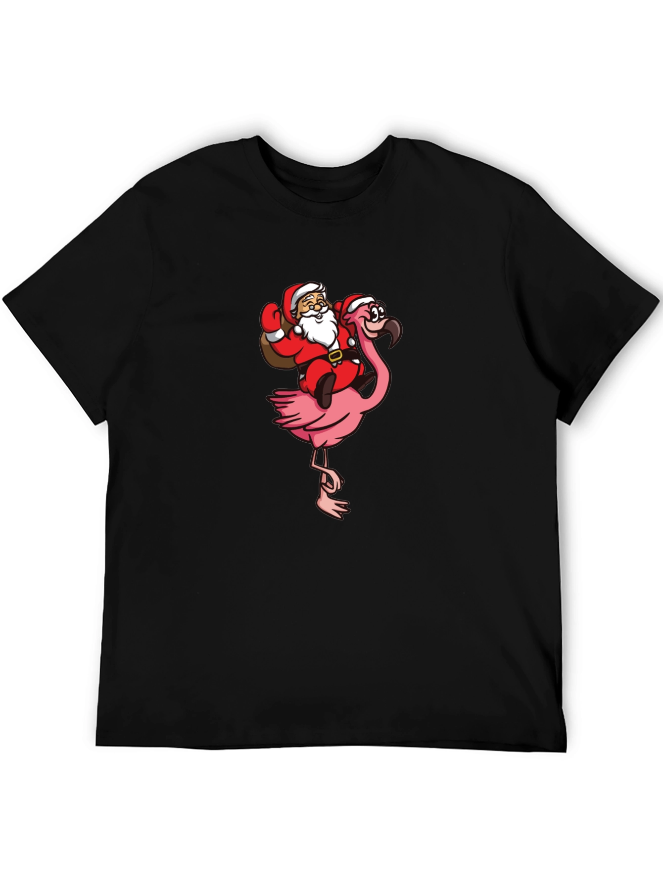 Camiseta Negra con Papá Noel en Flamenco
