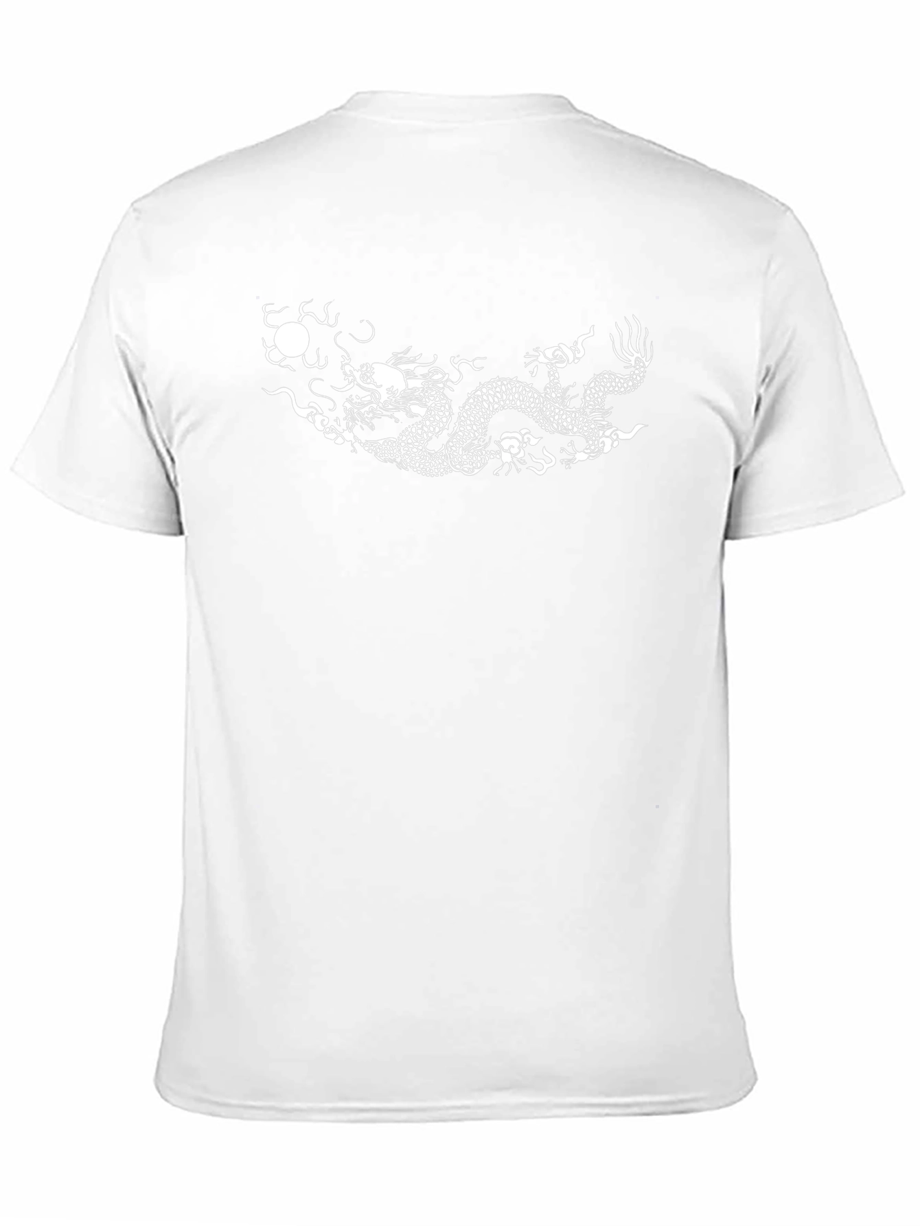 Camiseta Negra con Dragón Chino Blanco Estampado