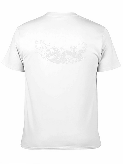 Camiseta Negra con Dragón Chino Blanco Estampado