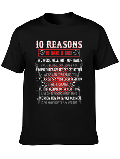 Camiseta Negra 10 Razones Para Salir Con Un Chef