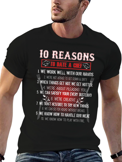 Camiseta Negra 10 Razones Para Salir Con Un Chef