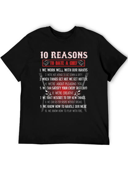 Camiseta Negra 10 Razones Para Salir Con Un Chef
