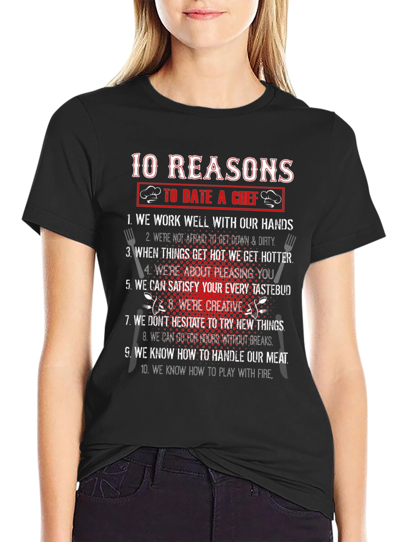 Camiseta Negra 10 Razones Para Salir Con Un Chef