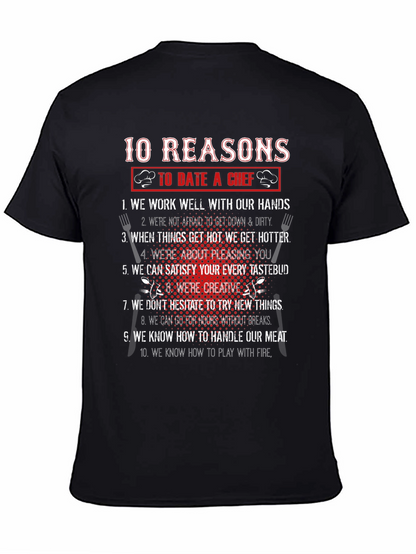 Camiseta Negra 10 Razones Para Salir Con Un Chef