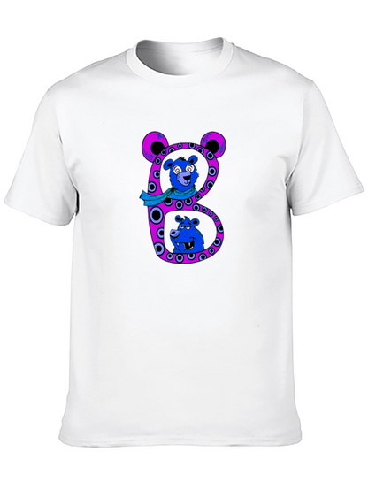 Camiseta Negra con Diseño de Oso Letra B