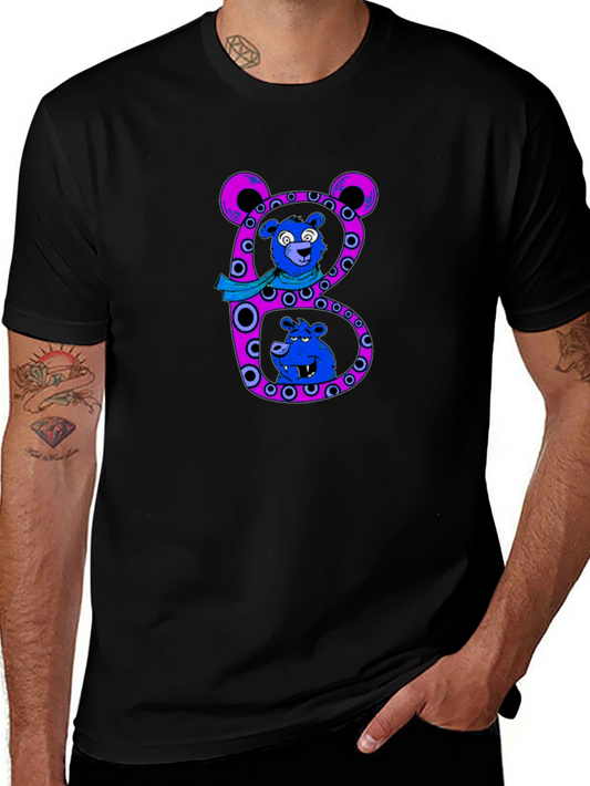 Camiseta Negra con Diseño de Oso Letra B