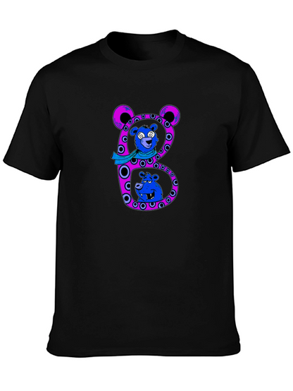 Camiseta Negra con Diseño de Oso Letra B