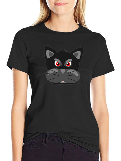 Camiseta Negra con Gato Malhumorado