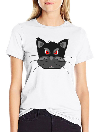 Camiseta Negra con Gato Malhumorado