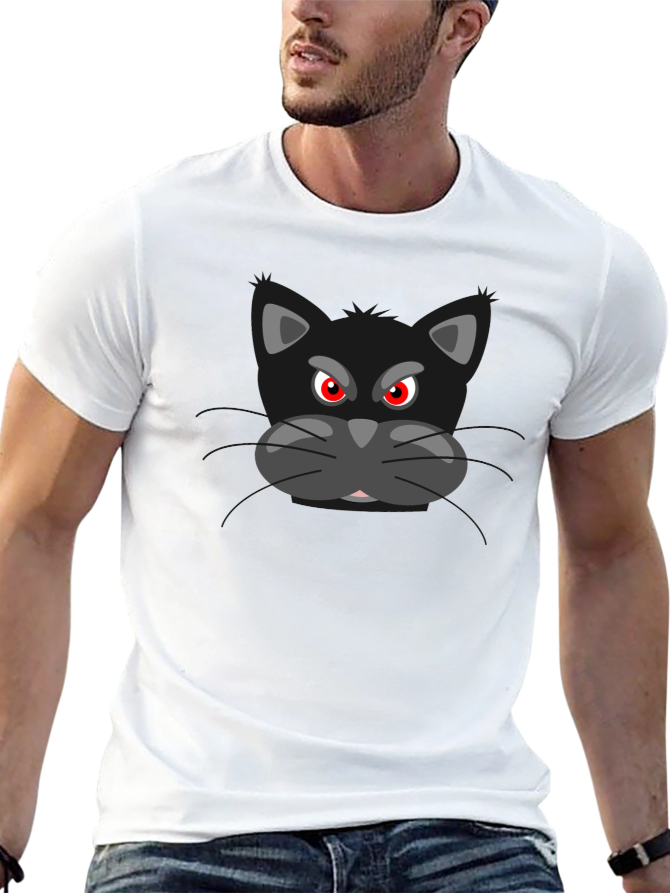 Camiseta Negra con Gato Malhumorado
