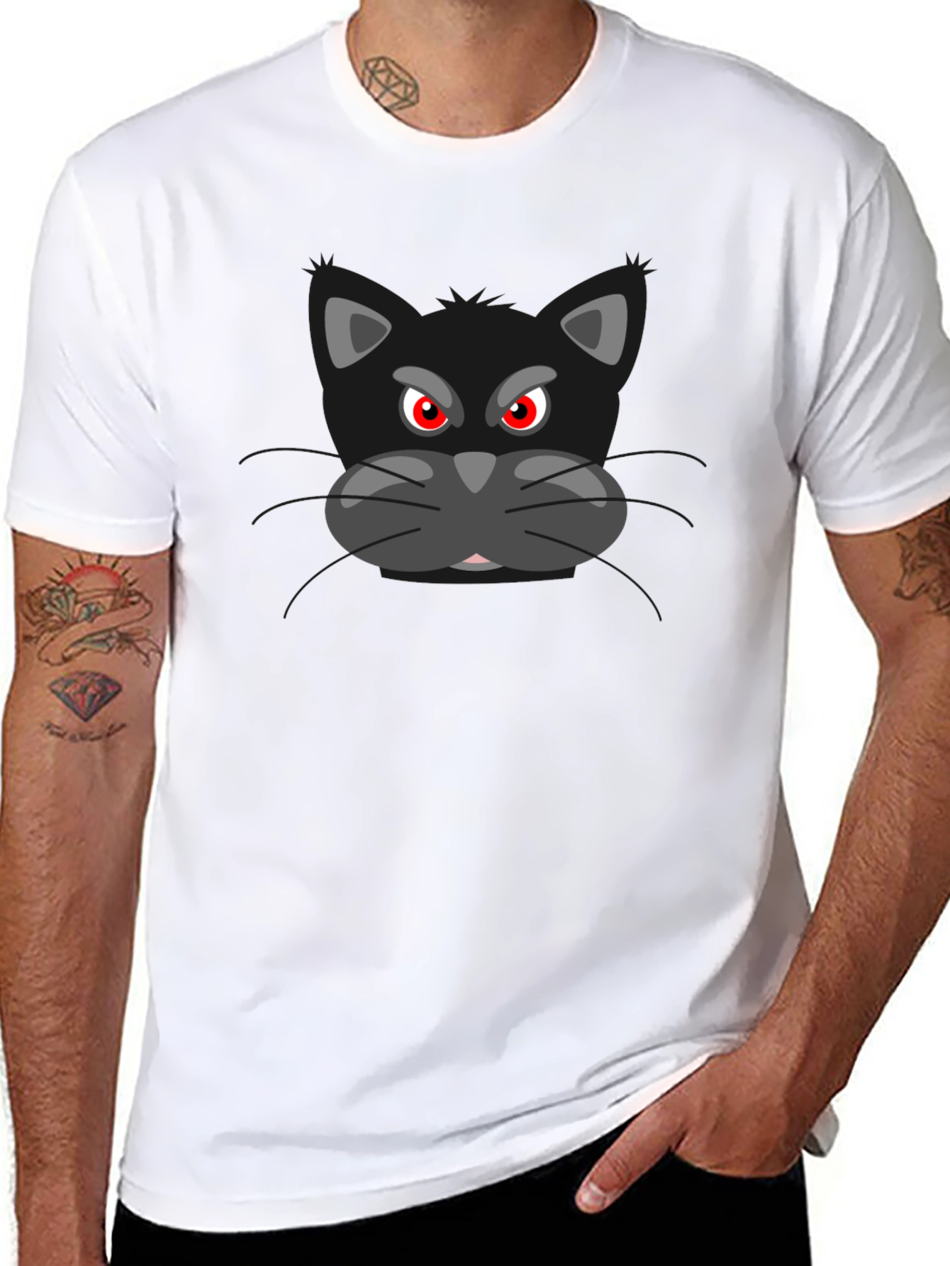 Camiseta Negra con Gato Malhumorado