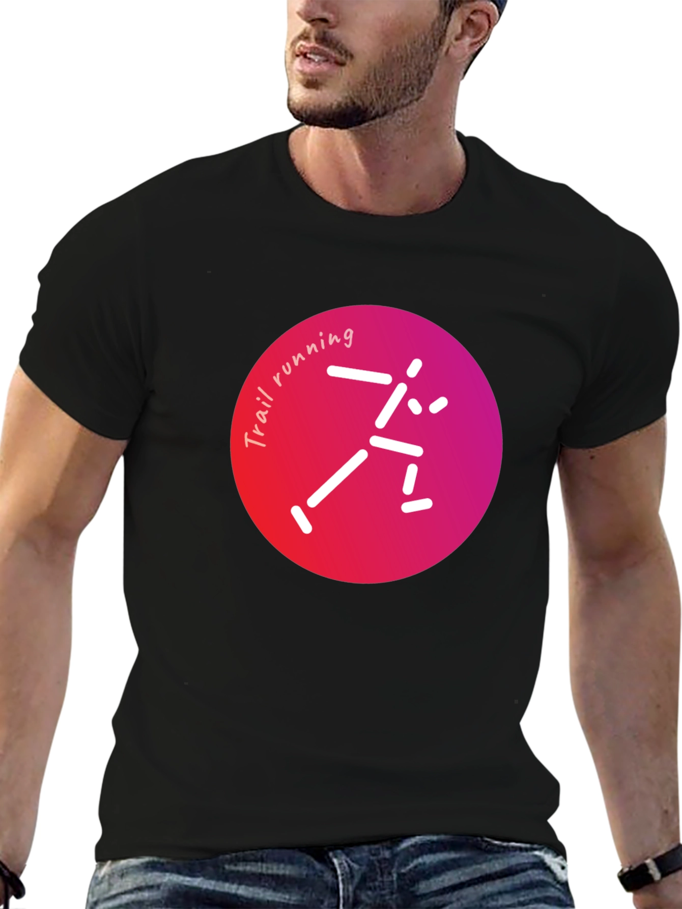 Camiseta Negra Trail Running Diseño Atractivo