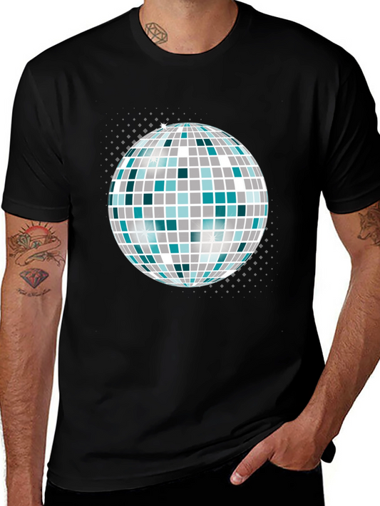 Camiseta Negra con Bola de Discoteca Gráfica