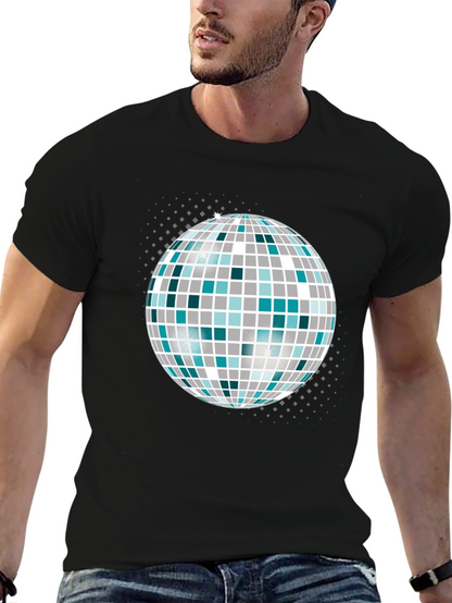 Camiseta Negra con Bola de Discoteca Gráfica