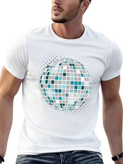 Camiseta Negra con Bola de Discoteca Gráfica