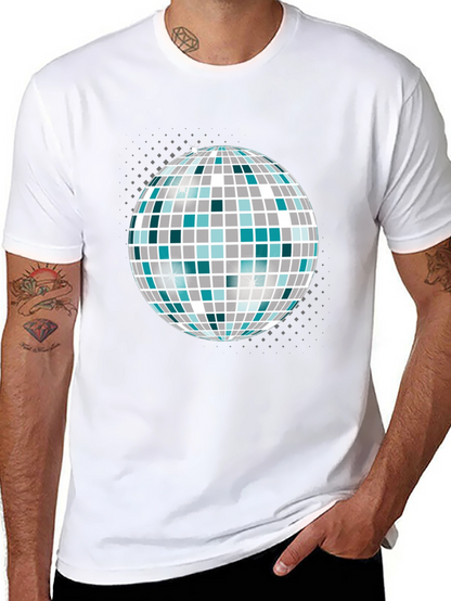 Camiseta Negra con Bola de Discoteca Gráfica