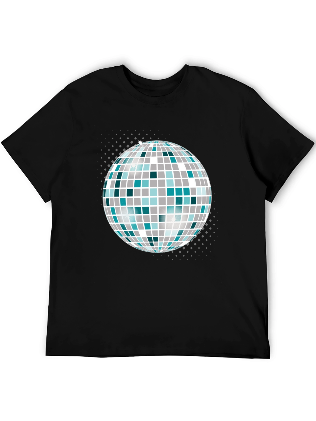Camiseta Negra con Bola de Discoteca Gráfica