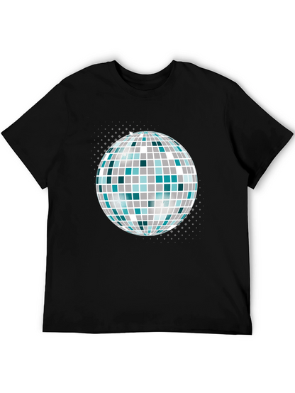 Camiseta Negra con Bola de Discoteca Gráfica