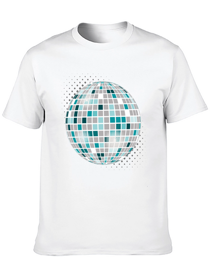 Camiseta Negra con Bola de Discoteca Gráfica