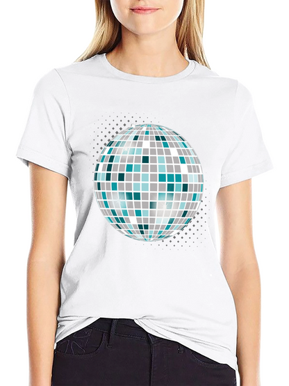 Camiseta Negra con Bola de Discoteca Gráfica