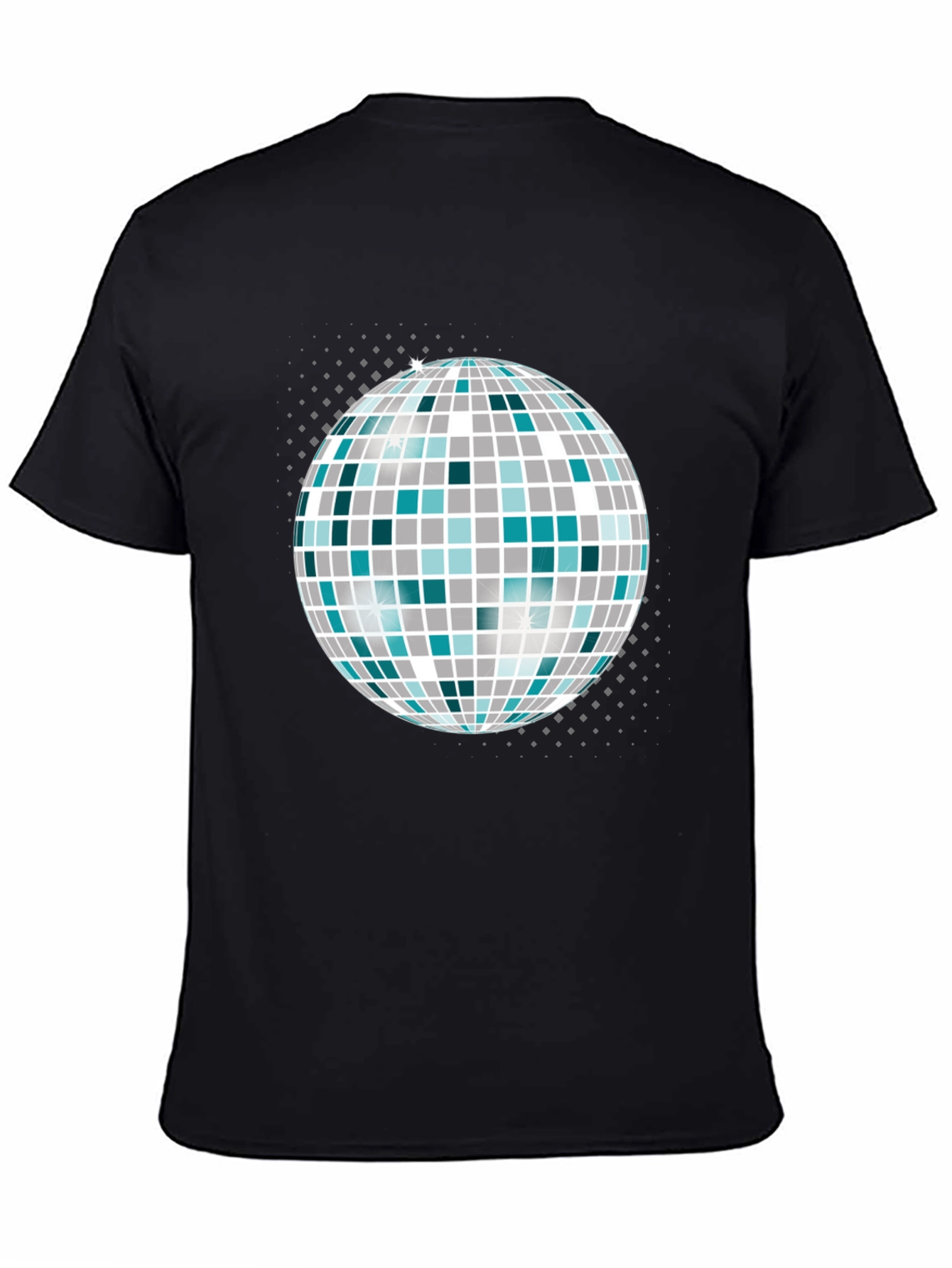 Camiseta Negra con Bola de Discoteca Gráfica