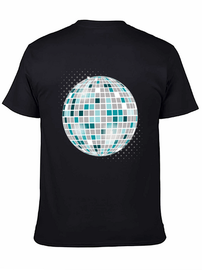Camiseta Negra con Bola de Discoteca Gráfica
