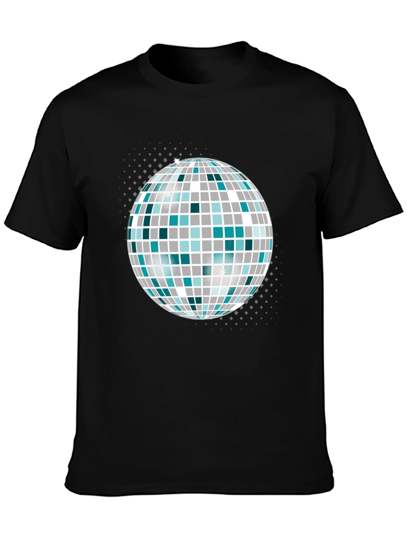 Camiseta Negra con Bola de Discoteca Gráfica