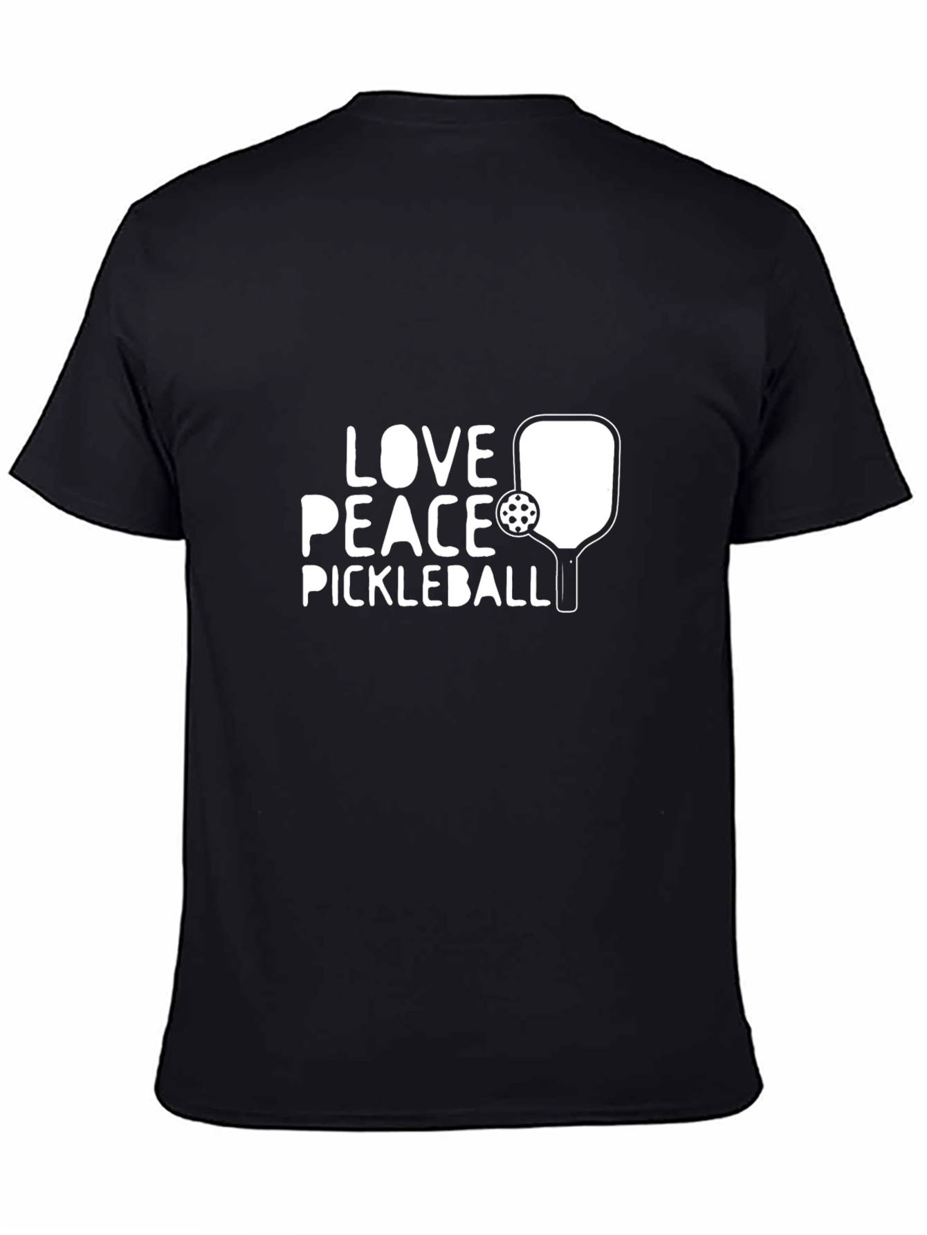 Camiseta Negra de Pickleball Love Peace
