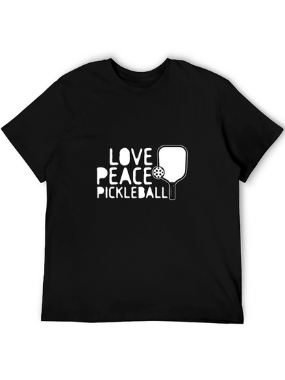 Camiseta Negra de Pickleball Love Peace