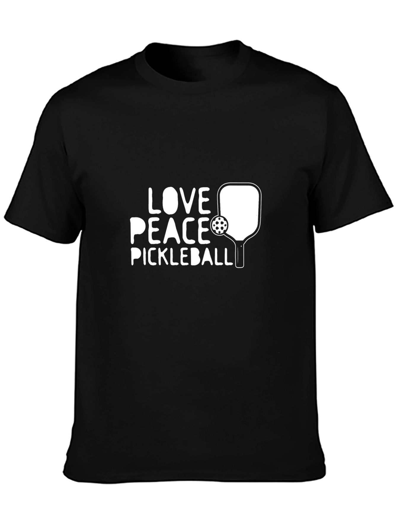 Camiseta Negra de Pickleball Love Peace