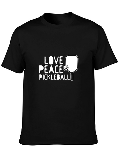 Camiseta Negra de Pickleball Love Peace