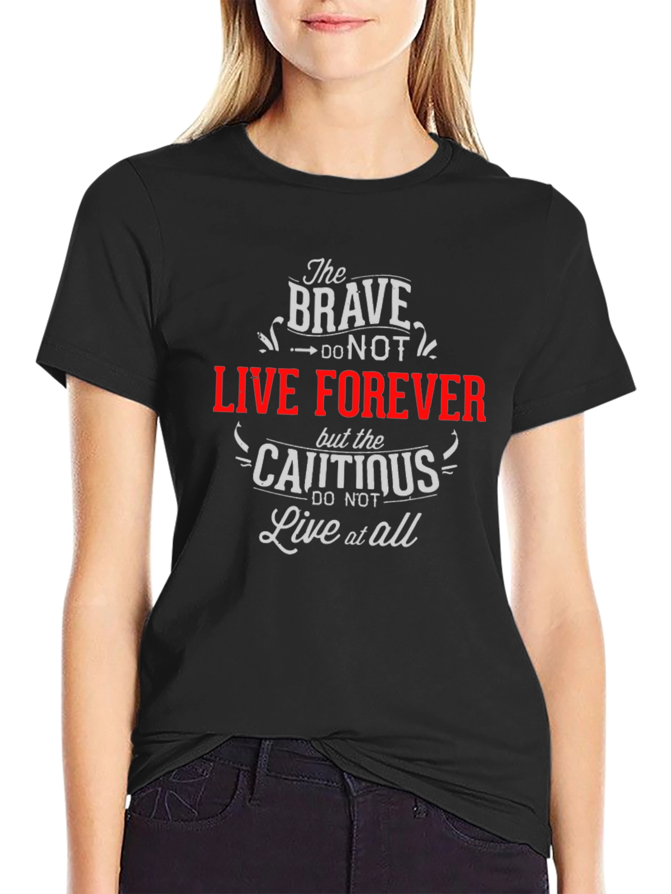 Camiseta Negra con Frase Inspiradora The Brave