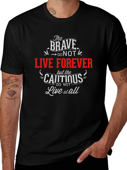Camiseta Negra con Frase Inspiradora The Brave