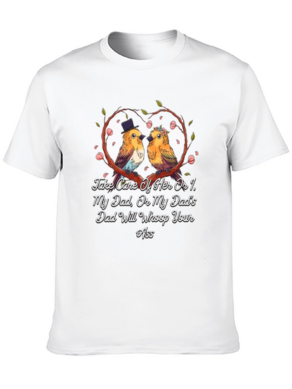 Camiseta Negra con Diseño de Pájaros Enamorados