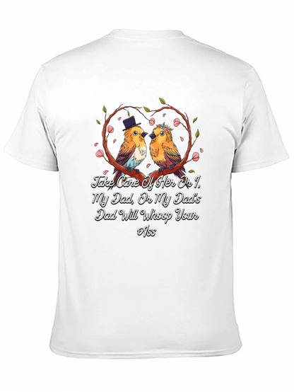 Camiseta Negra con Diseño de Pájaros Enamorados