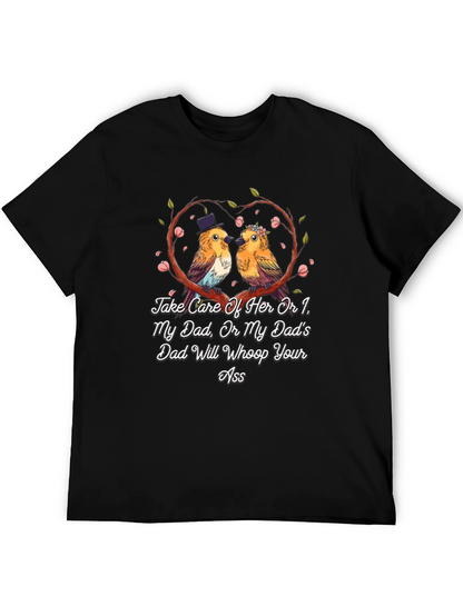 Camiseta Negra con Diseño de Pájaros Enamorados