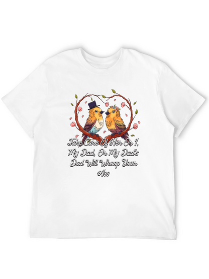 Camiseta Negra con Diseño de Pájaros Enamorados