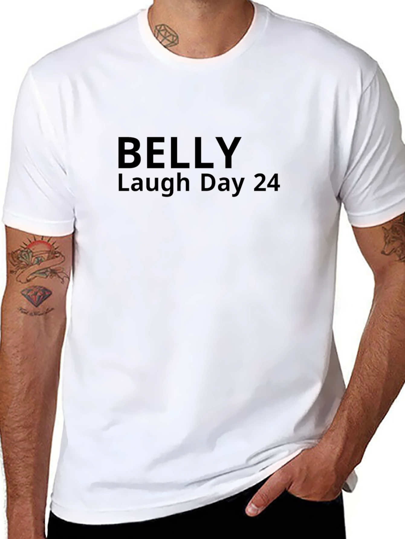 Camiseta Negra Belly Laugh Day 24 Casual Unisex