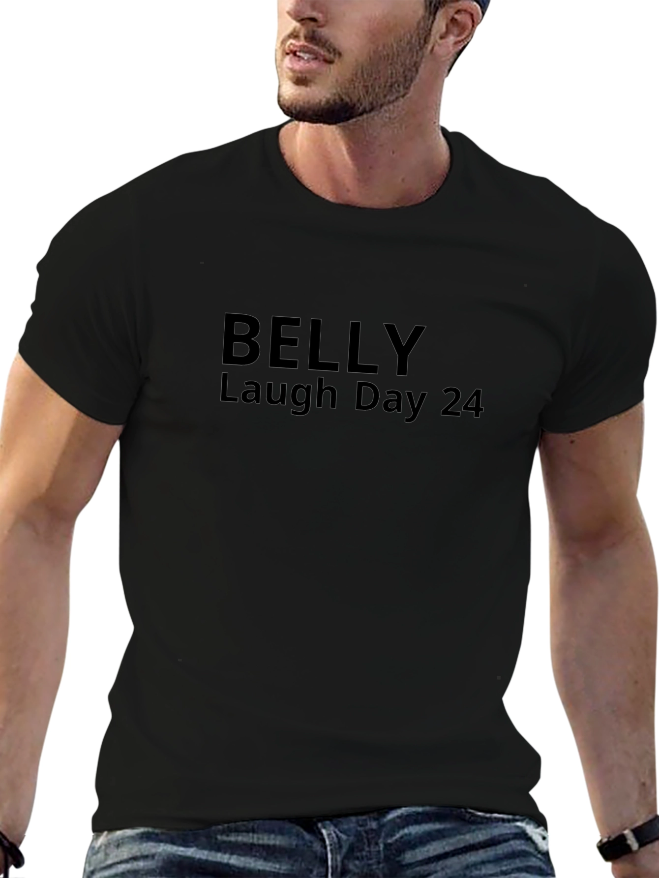 Camiseta Negra Belly Laugh Day 24 Casual Unisex