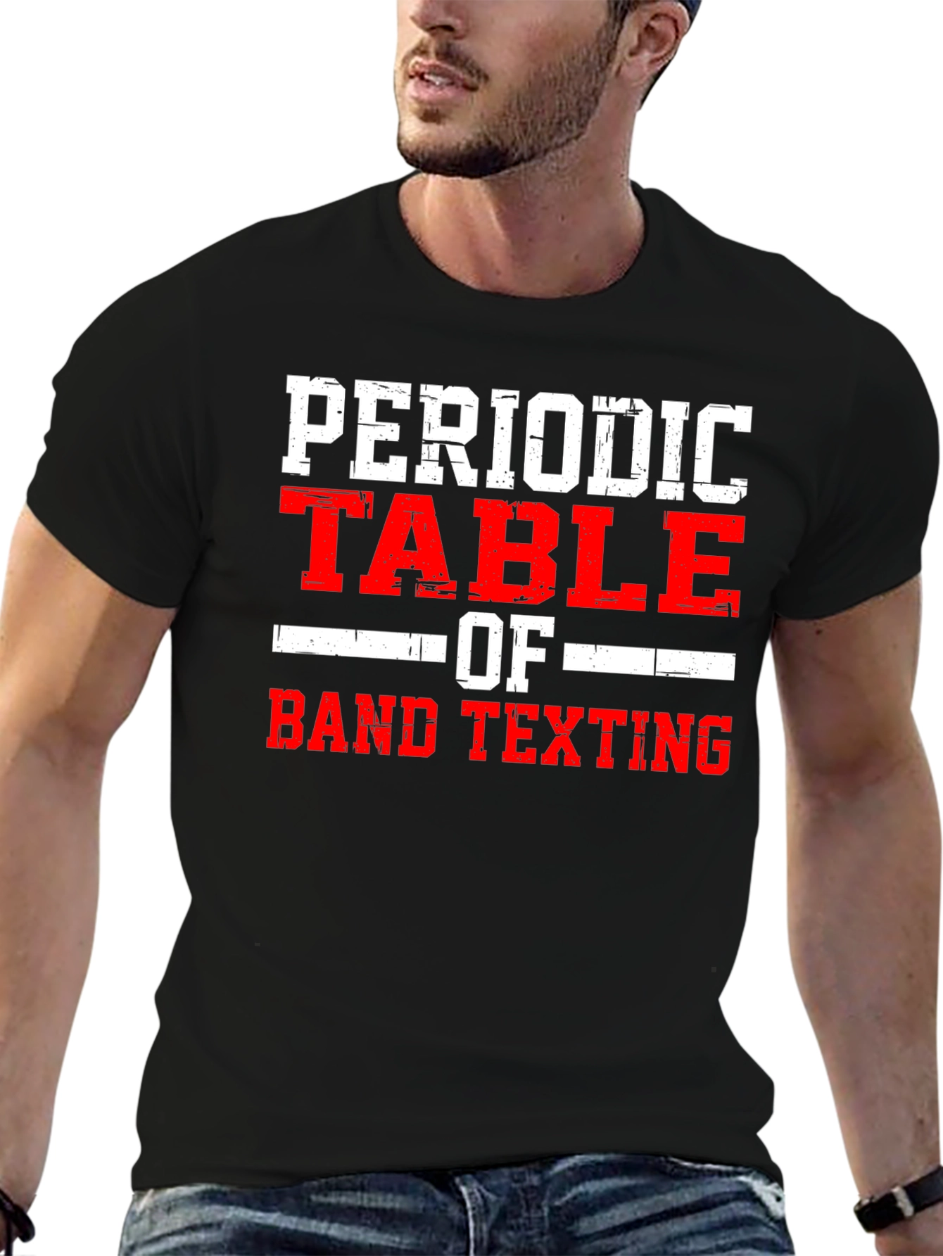 Camiseta Negra: Tabla Periódica de Texting de Banda