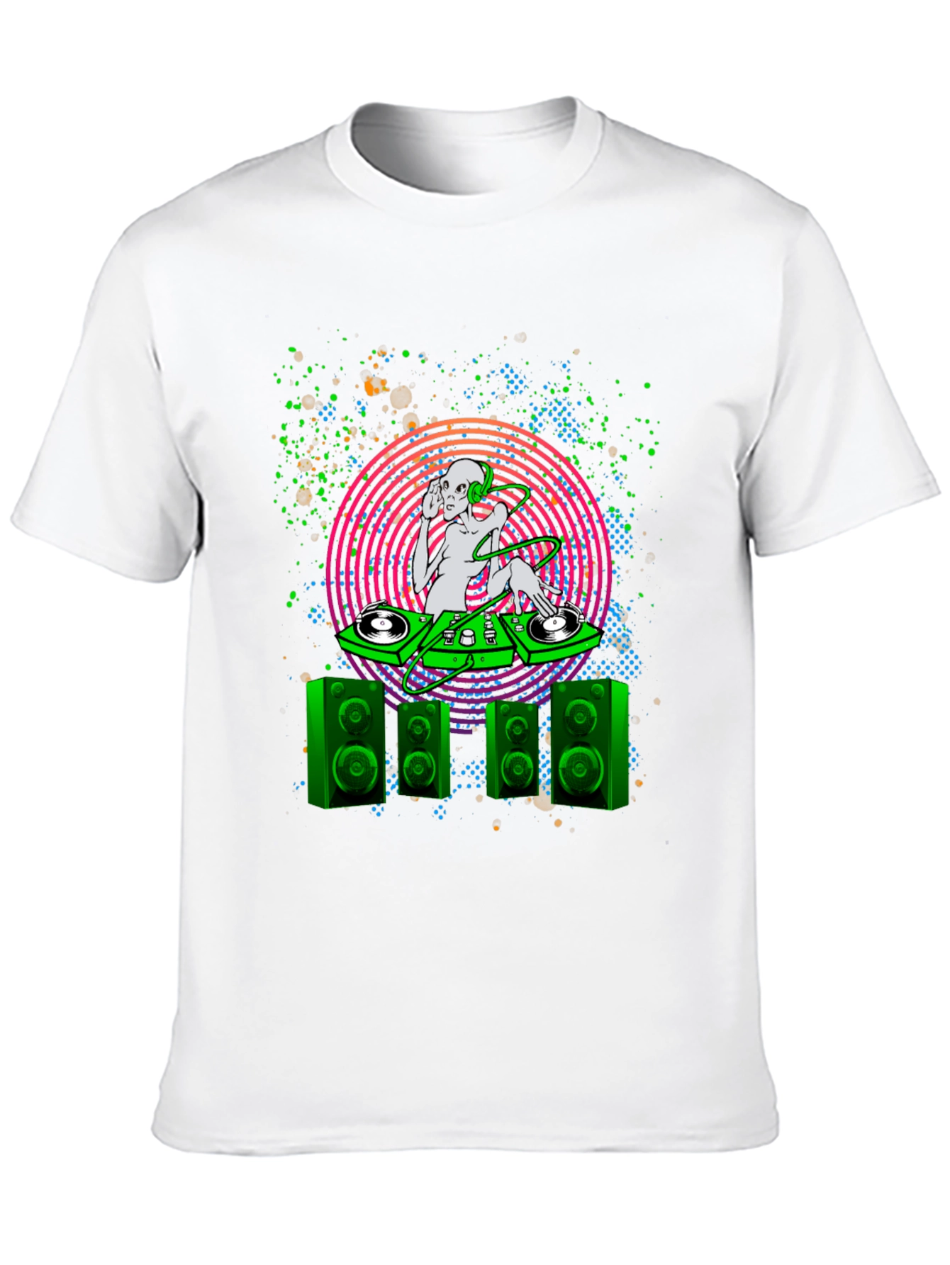 Camiseta Negra con Diseño Alien DJ para Hombre