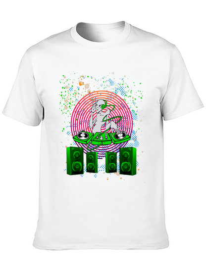 Camiseta Negra con Diseño Alien DJ para Hombre
