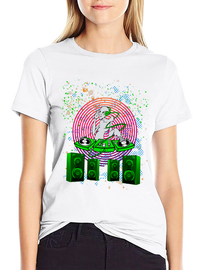 Camiseta Negra con Diseño Alien DJ para Hombre