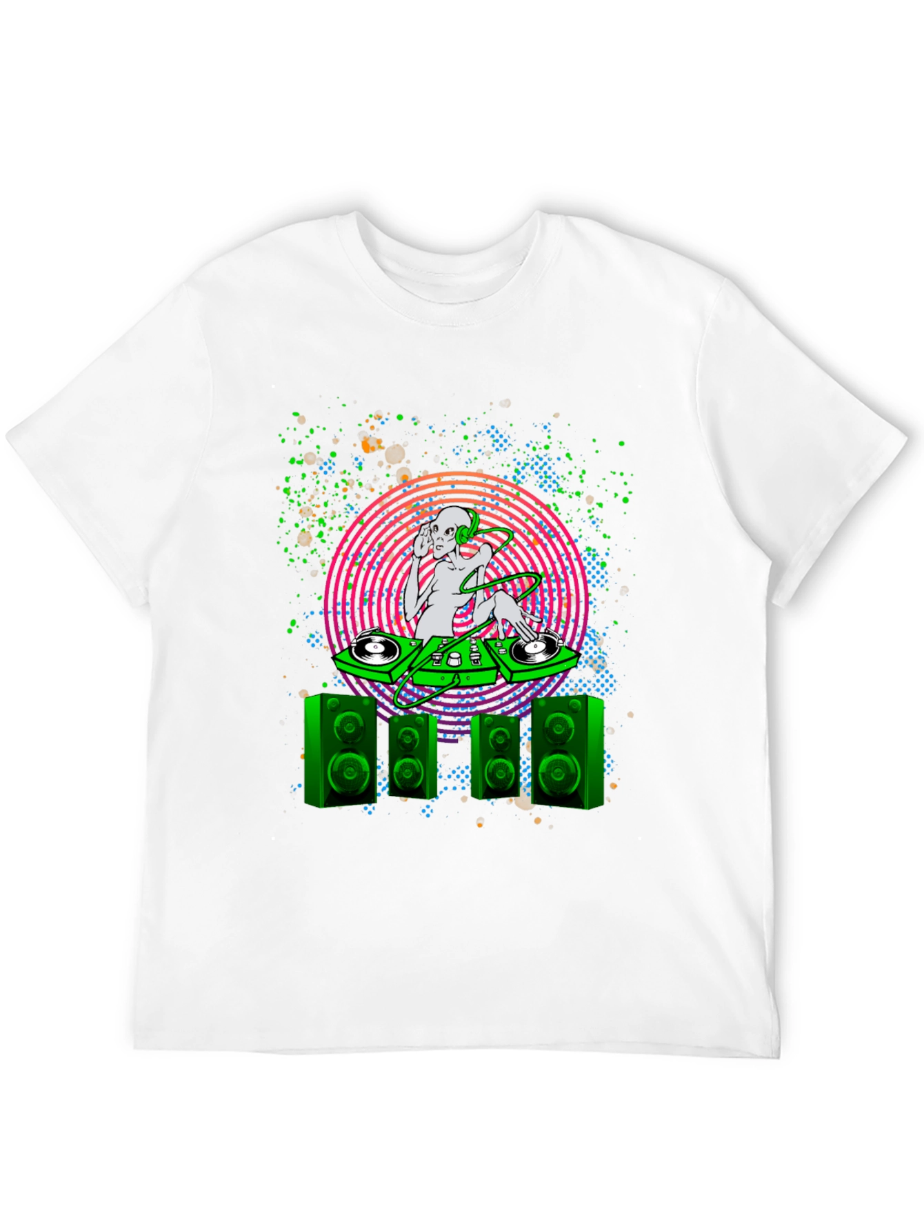 Camiseta Negra con Diseño Alien DJ para Hombre