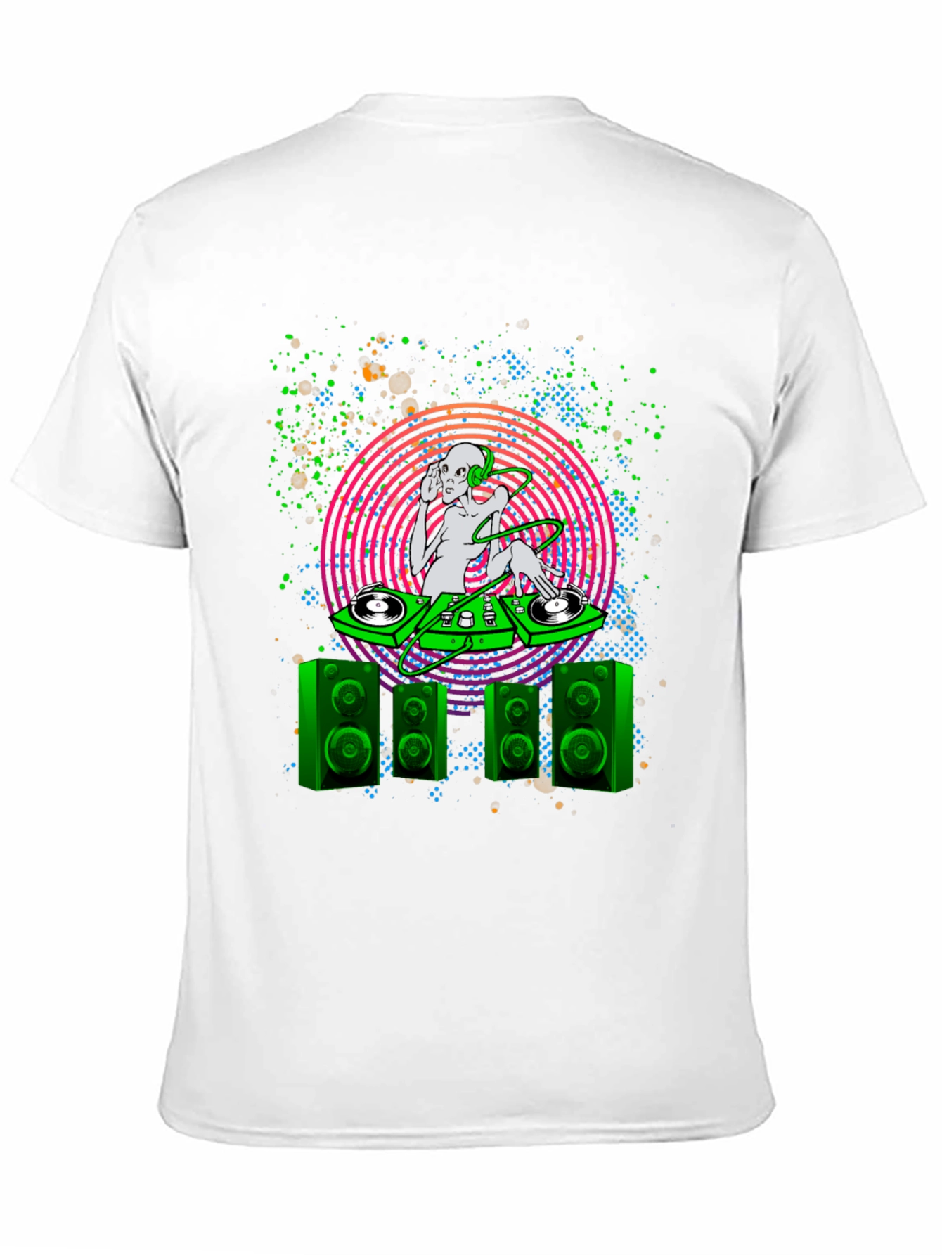 Camiseta Negra con Diseño Alien DJ para Hombre