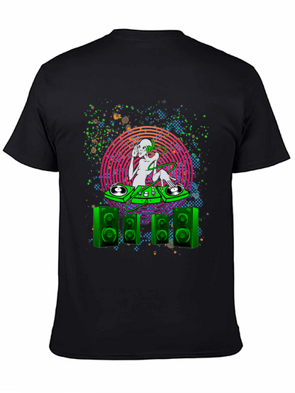 Camiseta Negra con Diseño Alien DJ para Hombre