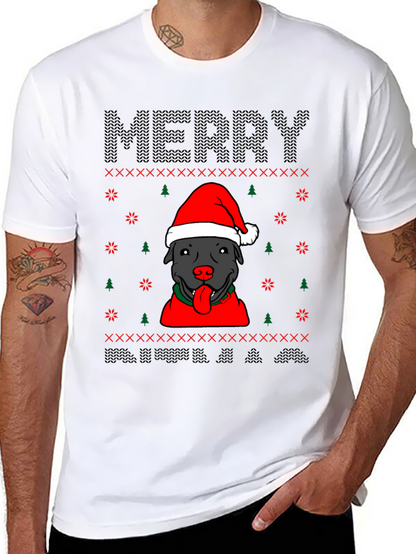 Camiseta Navideña Perro Pitbull Festiva
