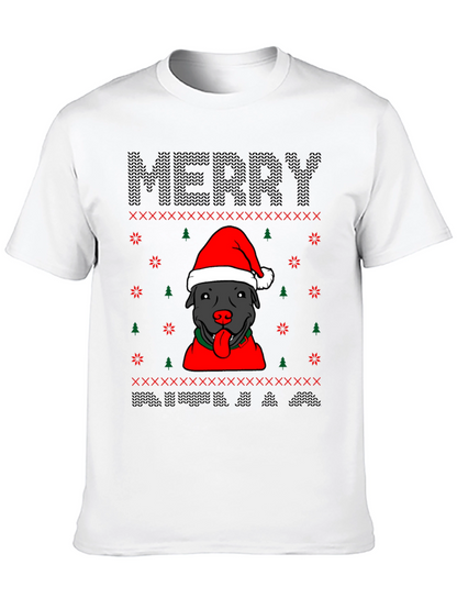 Camiseta Navideña Perro Pitbull Festiva