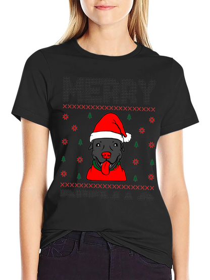 Camiseta Navideña Perro Pitbull Festiva