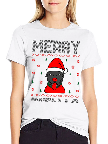 Camiseta Navideña Perro Pitbull Festiva